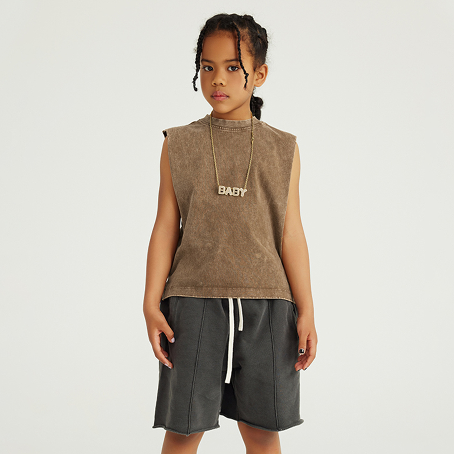 Streetwear Kids Heavyweight Washed 100% Cotton Tank Top - Print On Demand | HugePOD