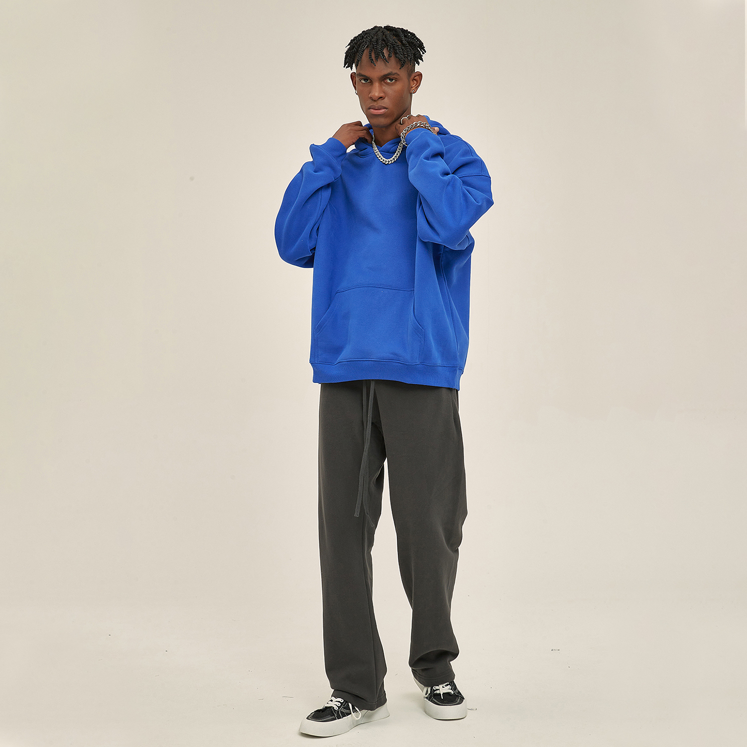Streetwear Oversized Solid Color Fleece Hoodie | Dropshipping-13
