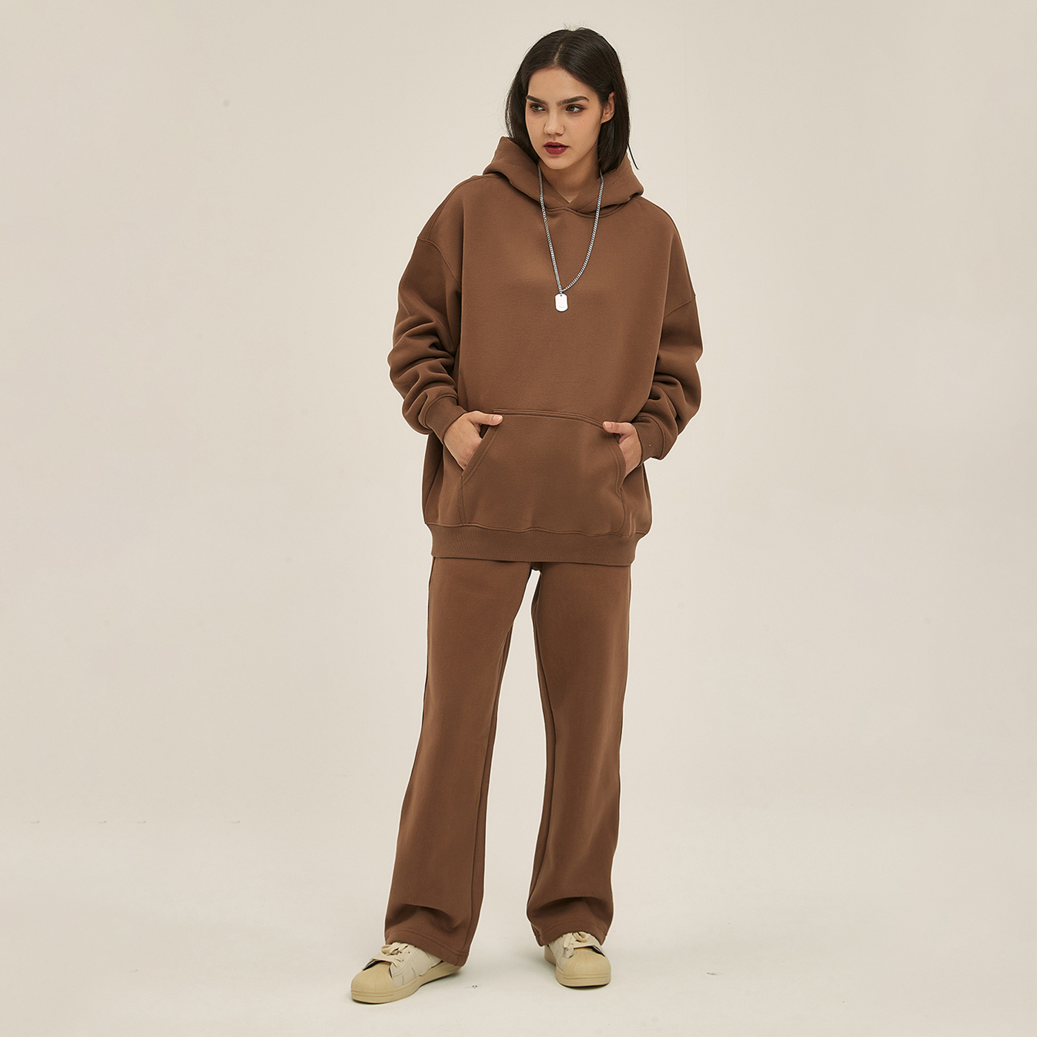 Streetwear Oversized Solid Color Fleece Hoodie | Dropshipping-12
