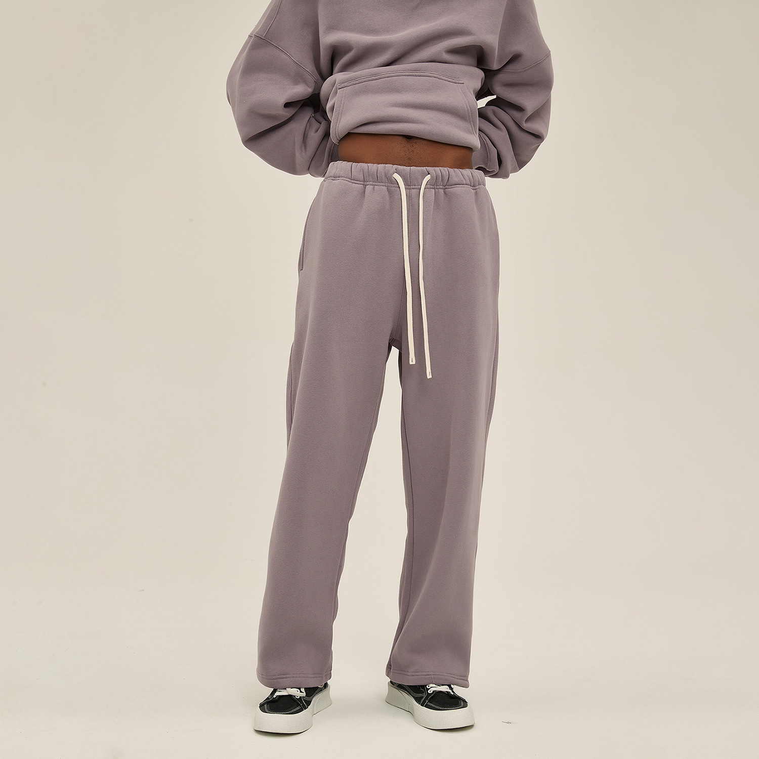 Streetwear Unisex Solid Color Fleece Straight Leg Pants - Print On Demand | HugePOD-8