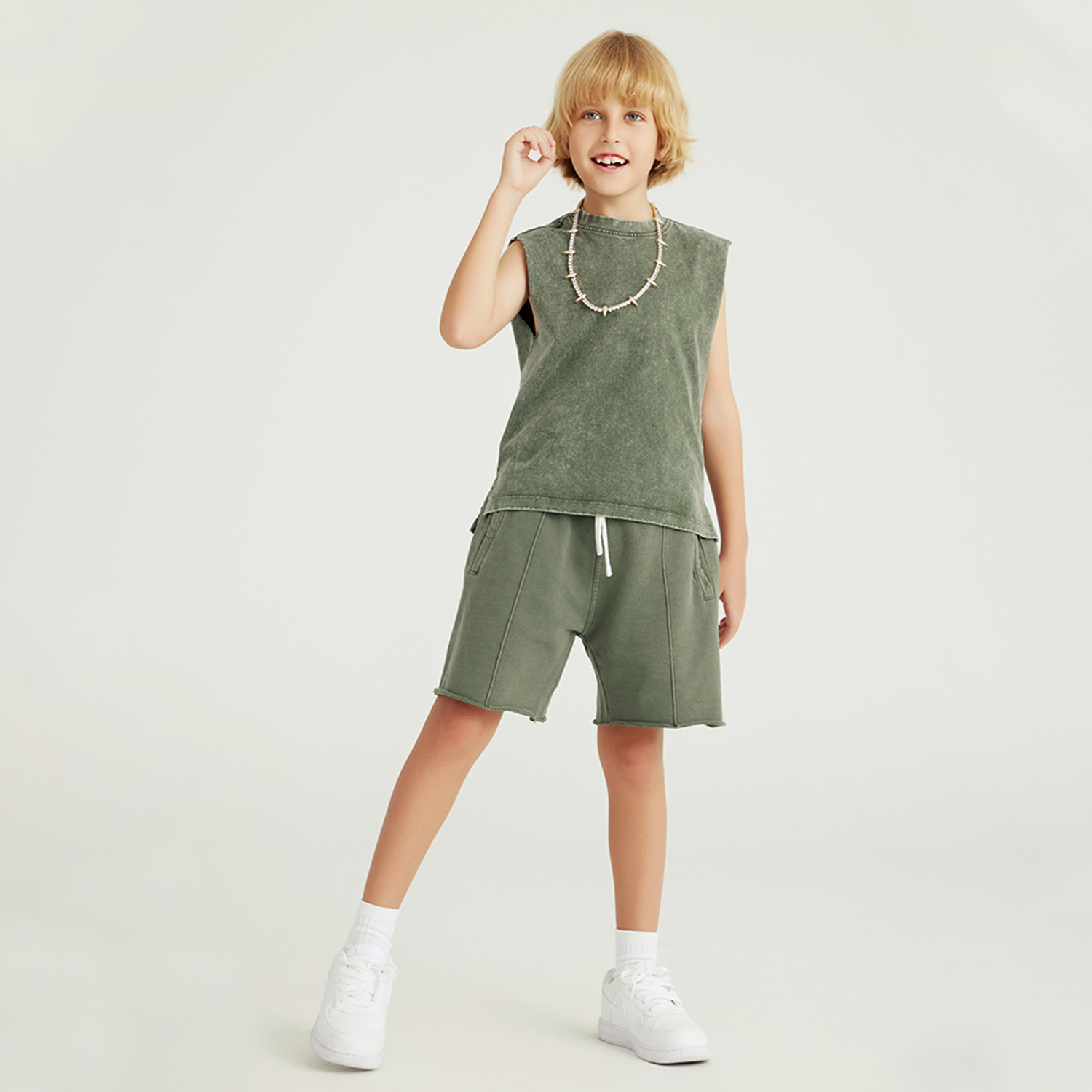 Streetwear Kids Heavyweight Washed 100% Cotton Tank Top - Print On Demand | HugePOD-5