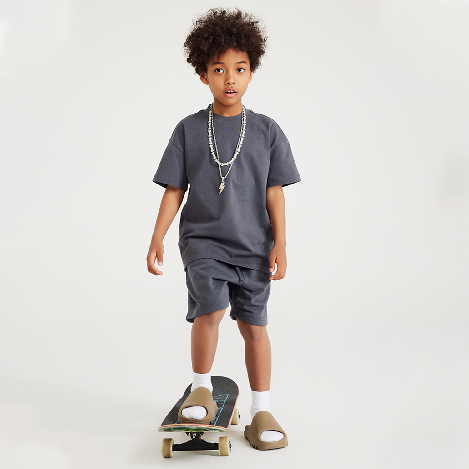 Streetwear Kids Heavyweight Earth Tone FOG 100% Cotton T-Shirt - Print On Demand | HugePOD-4