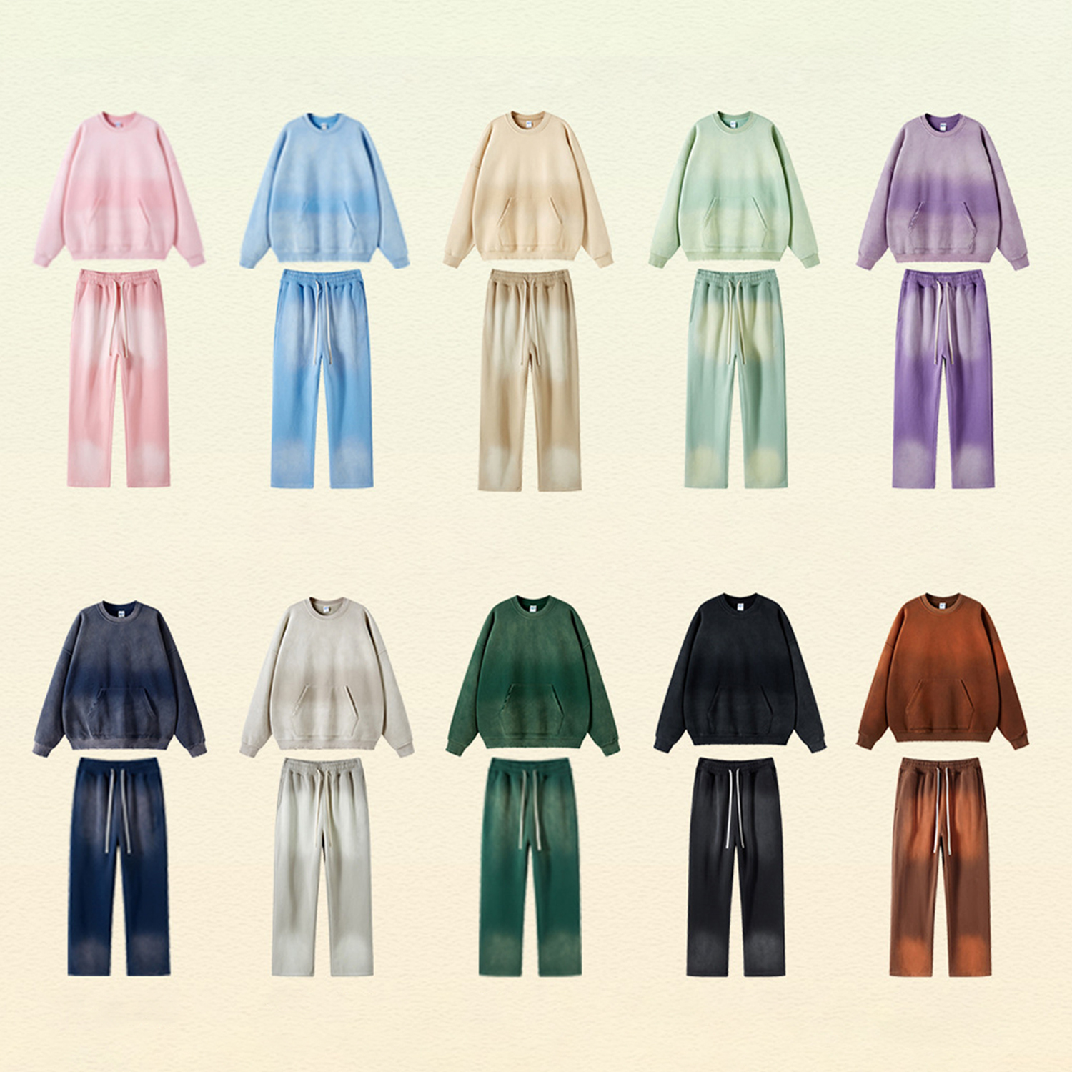 Streetwear Colored Gradient Washed Effect Pants - Dropshipping-33