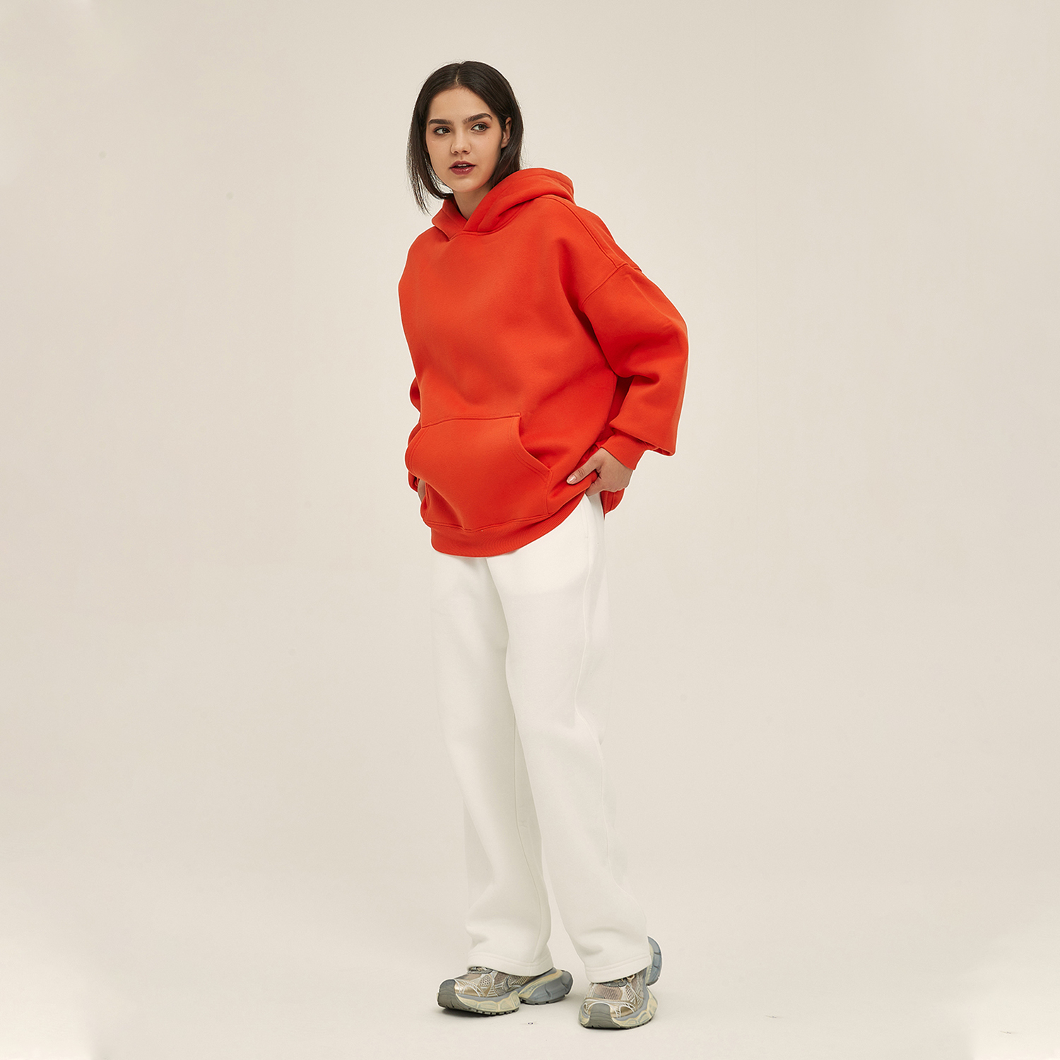 Streetwear Oversized Solid Color Fleece Hoodie | Dropshipping-11