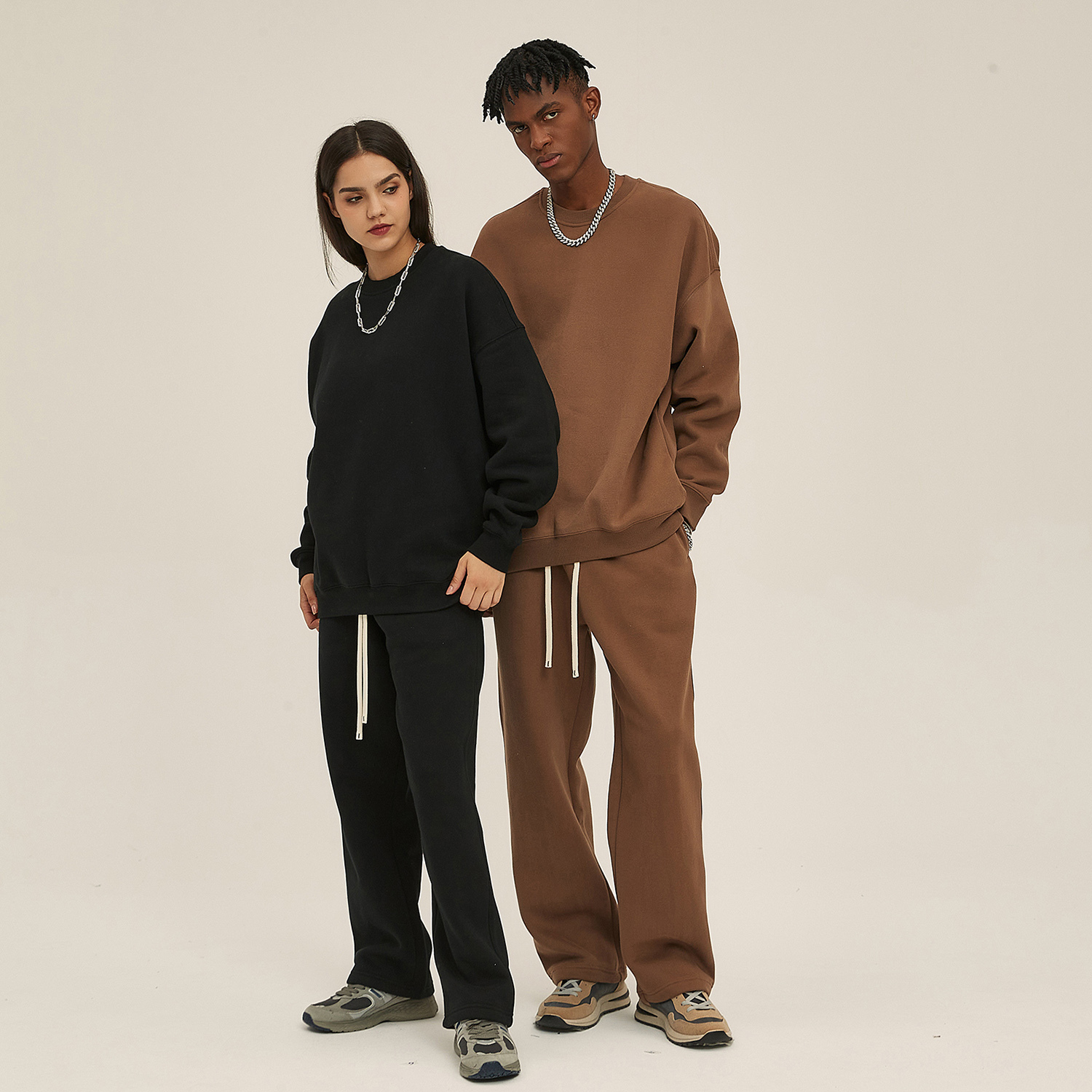 Streetwear Solid Color Fleece Pullover - Print On Demand-2