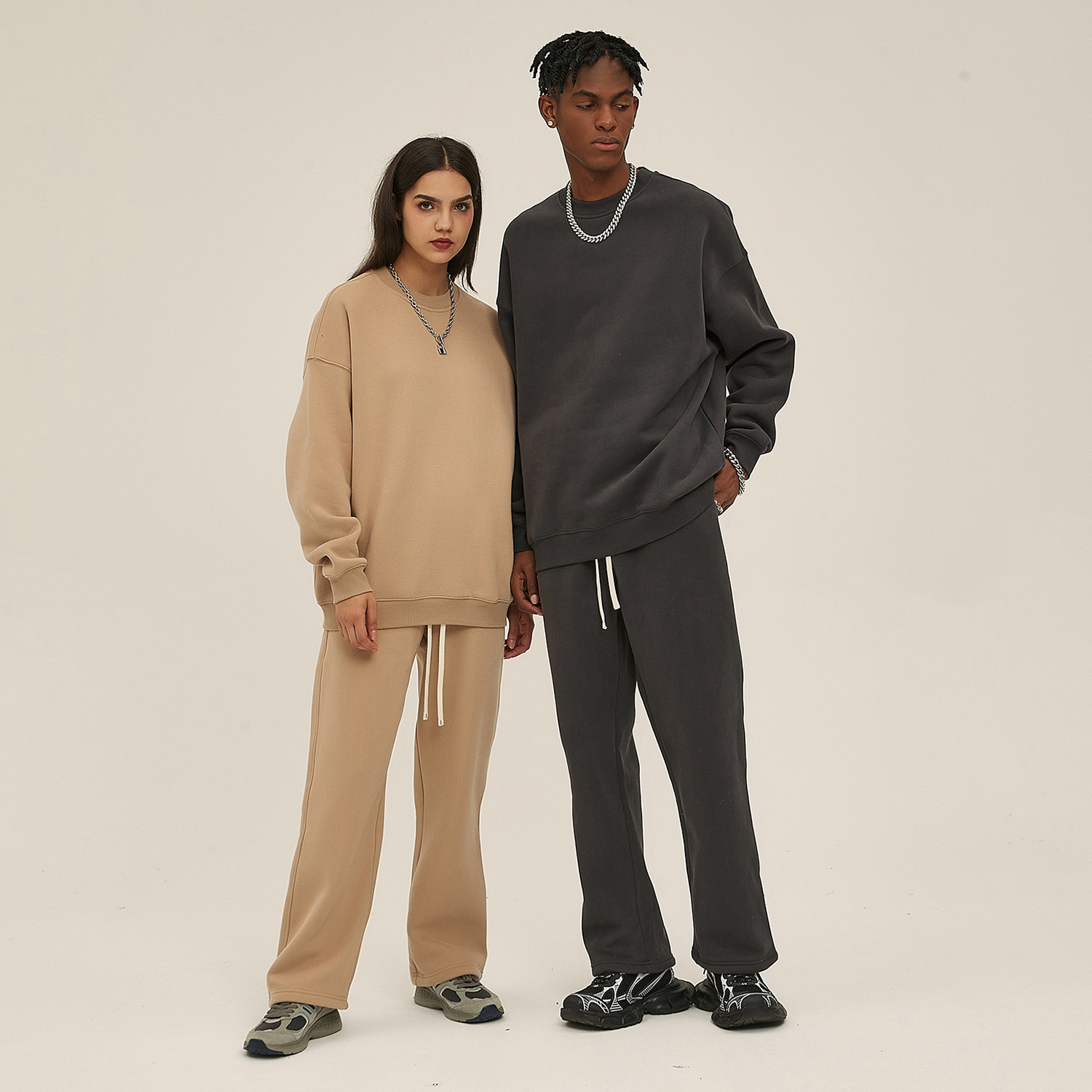 Streetwear Solid Color Fleece Pullover - Print On Demand-6
