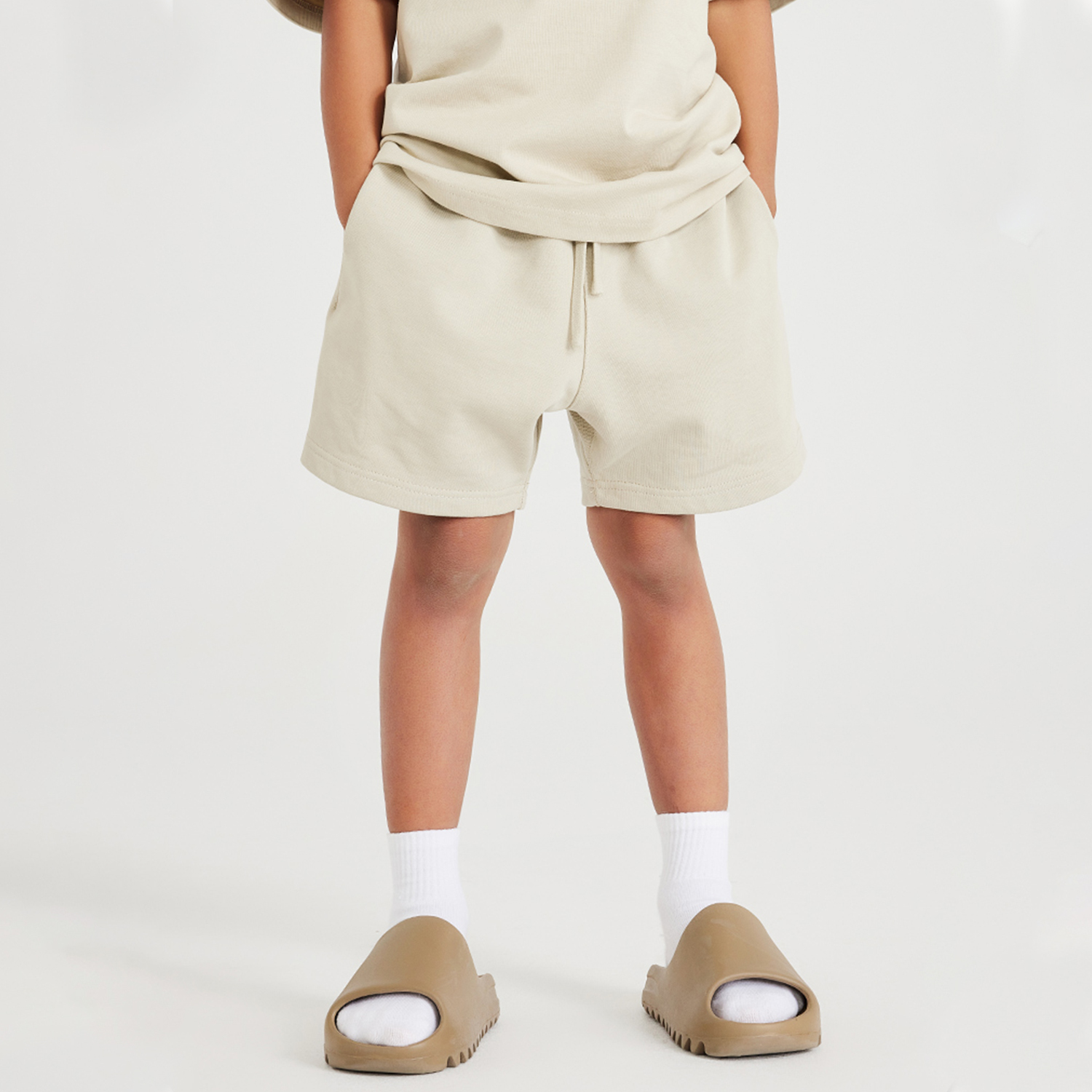 Streetwear Kids Heavyweight 425G Earth Tone FOG 100% Cotton Shorts - Print On Demand | HugePOD-6