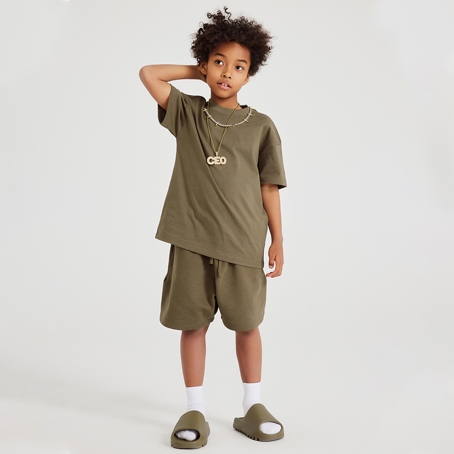Streetwear Kids Heavyweight Earth Tone FOG 100% Cotton T-Shirt - Print On Demand | HugePOD-7