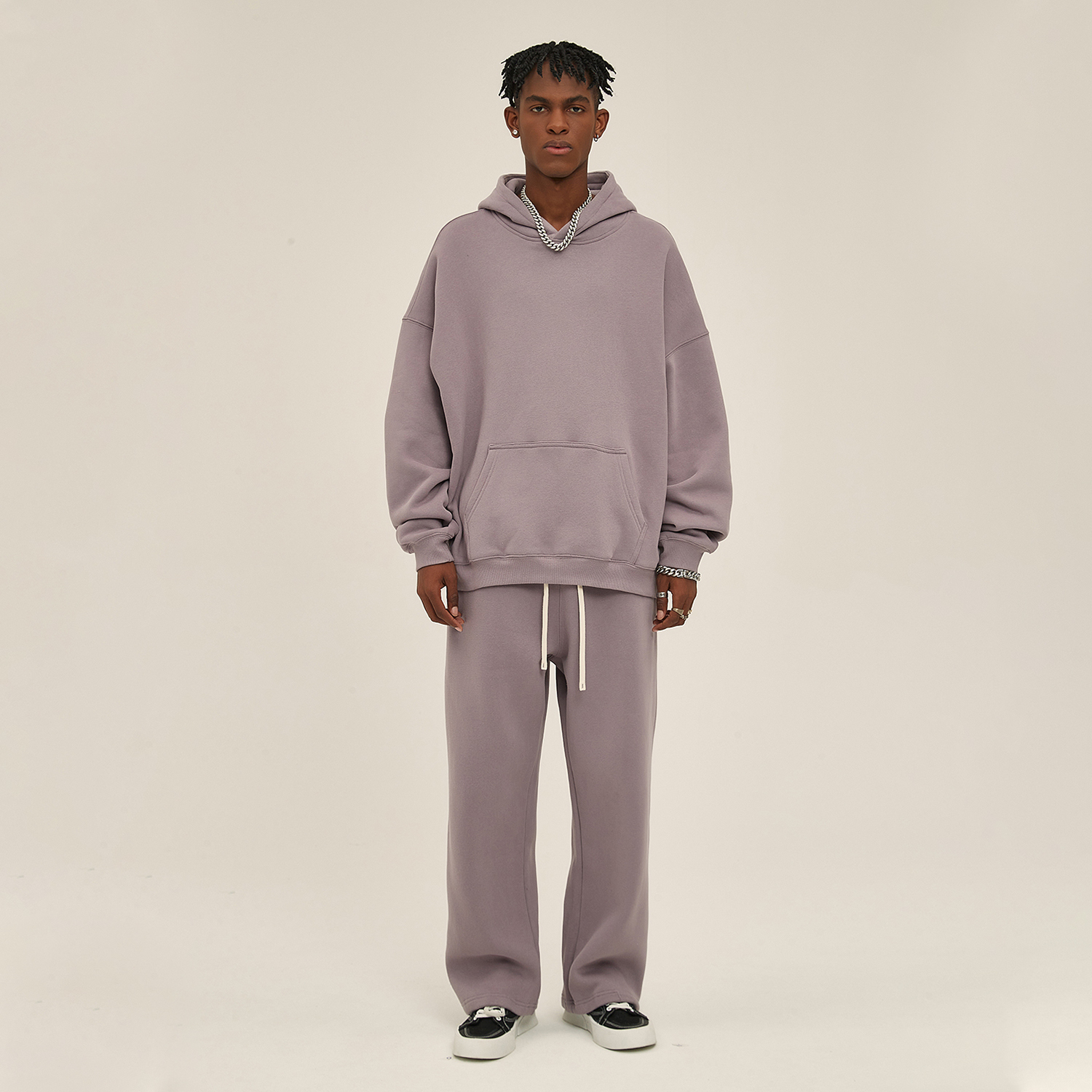Streetwear Oversized Solid Color Fleece Hoodie | Dropshipping-6