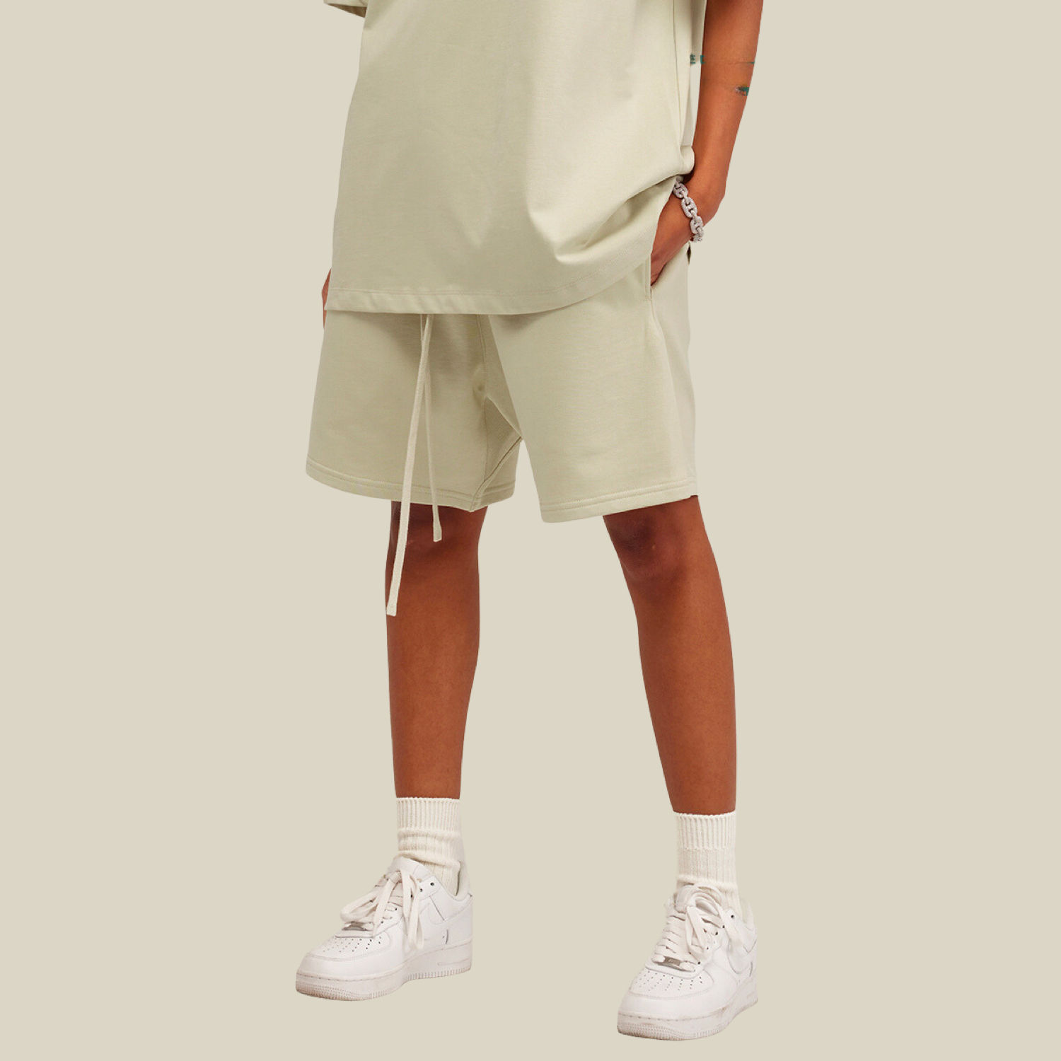 Streetwear Unisex Basic Earth Tone Loose Fit FOG 100% Cotton Shorts - Print On Demand | HugePOD-3