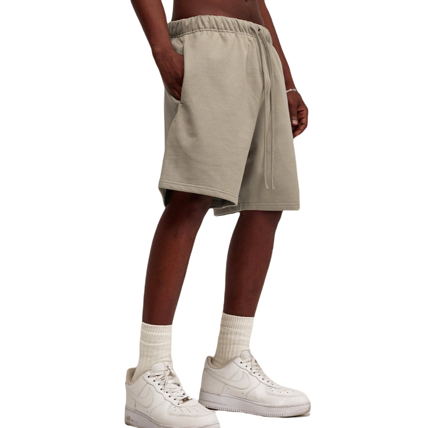 Streetwear Unisex Basic Earth Tone Loose Fit FOG 100% Cotton Shorts - Print On Demand | HugePOD-2