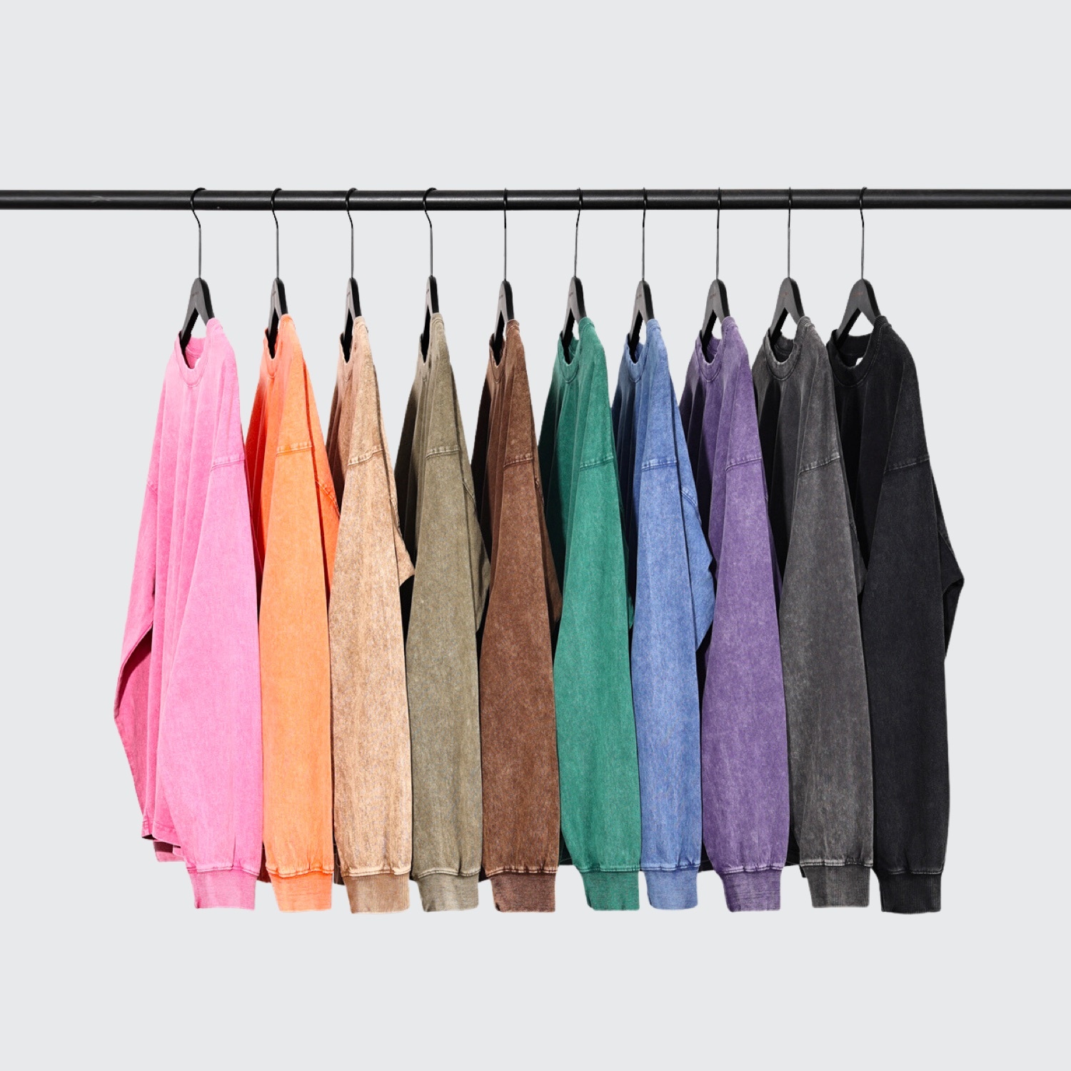 Streetwear Unisex Oversized Snow Wash Long Sleeve Tee - Print On Demand | HugePOD-41