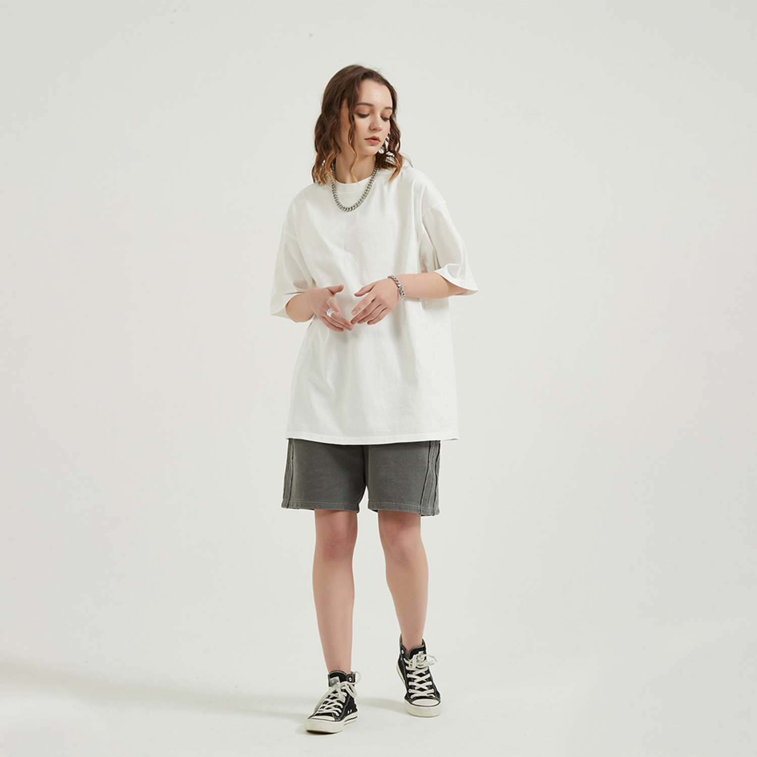 Streetwear Unisex Drop Shoulder Stone Wash 100% Cotton T-Shirt - Print on Demand | HugePOD-2