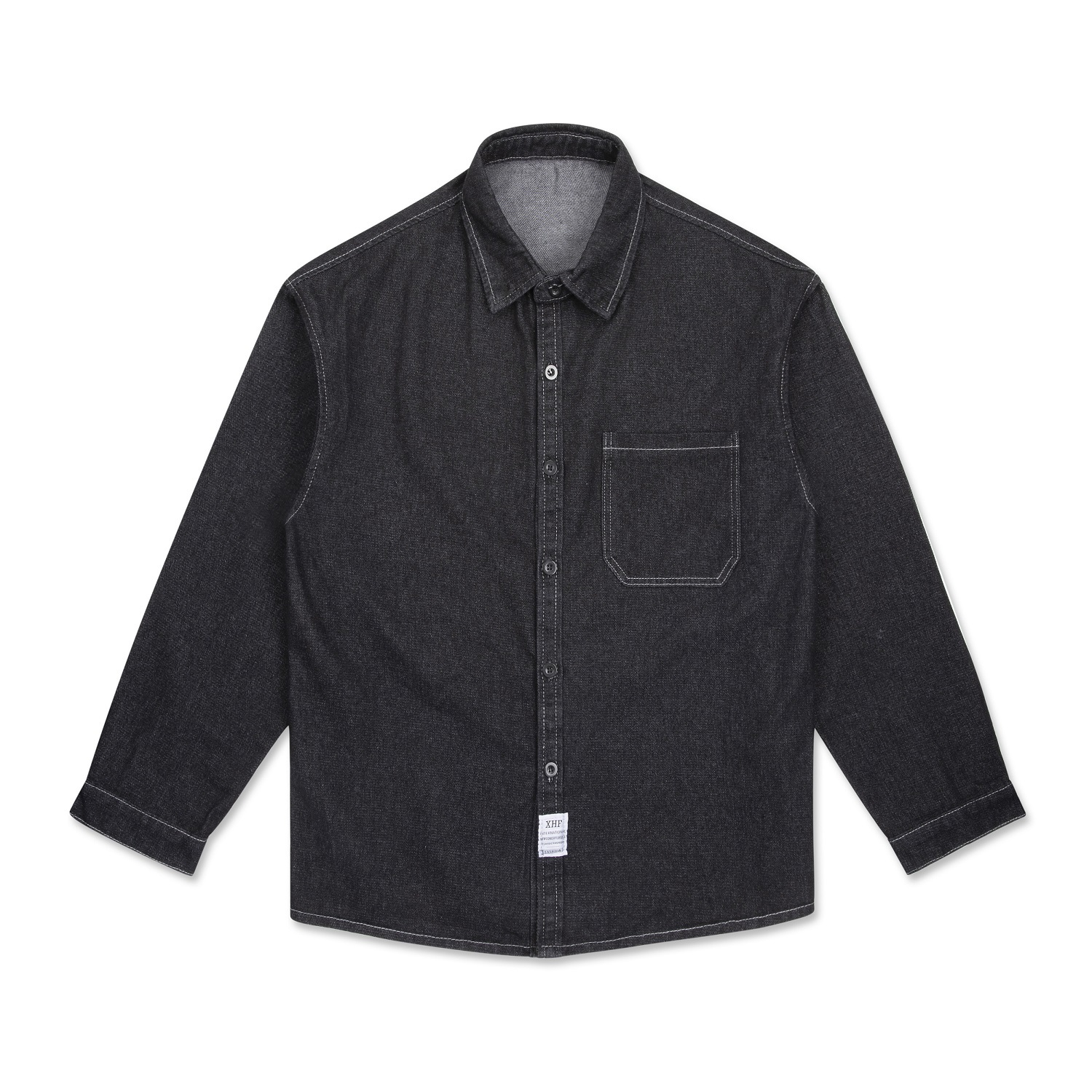 Streetwear Unisex Flap Pocket Denim Shirt - Print On Demand | HugePOD-1