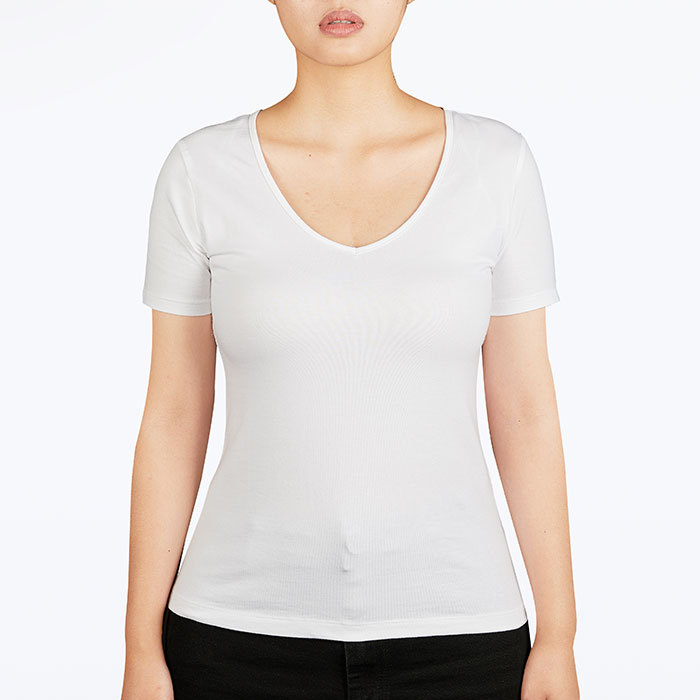 Women's Fitted Cotton V-Neck Bodycon Style Tee - Print On Demand | HugePOD-4