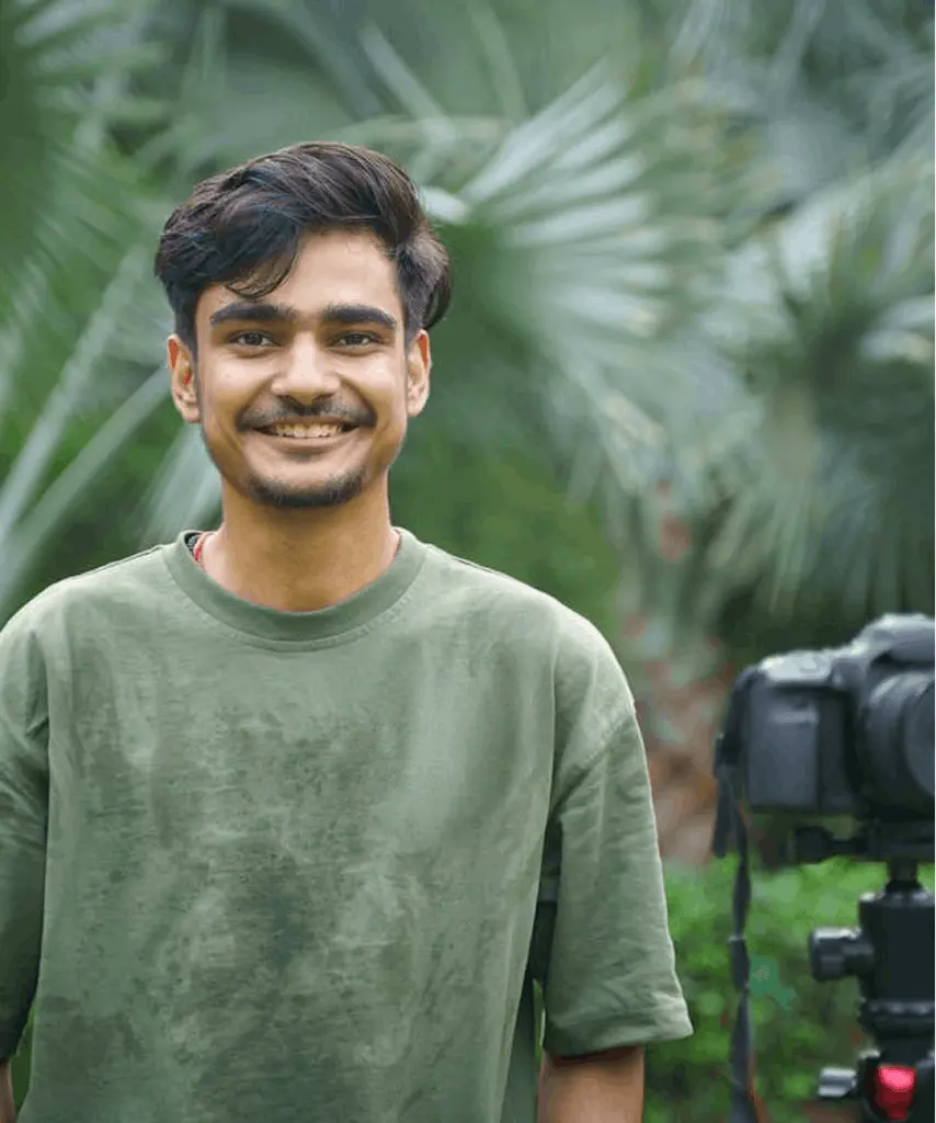 Community leader confidently presenting in an outdoor setting while being filmed