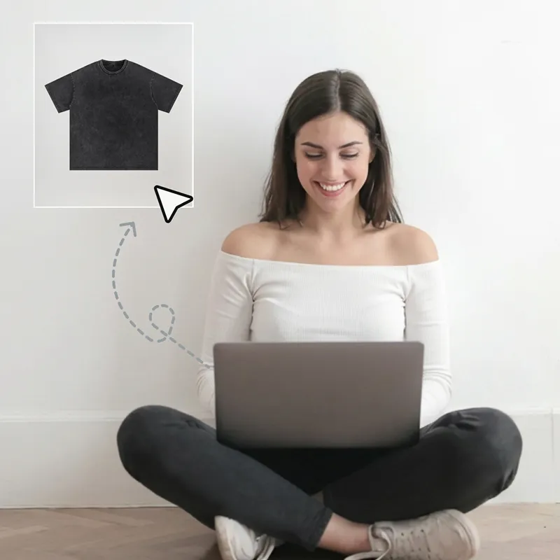 woman choose tapstitch custom apparel to sell on wooCommerce