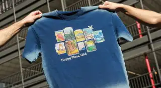 Two hands holding the custom printed shirts