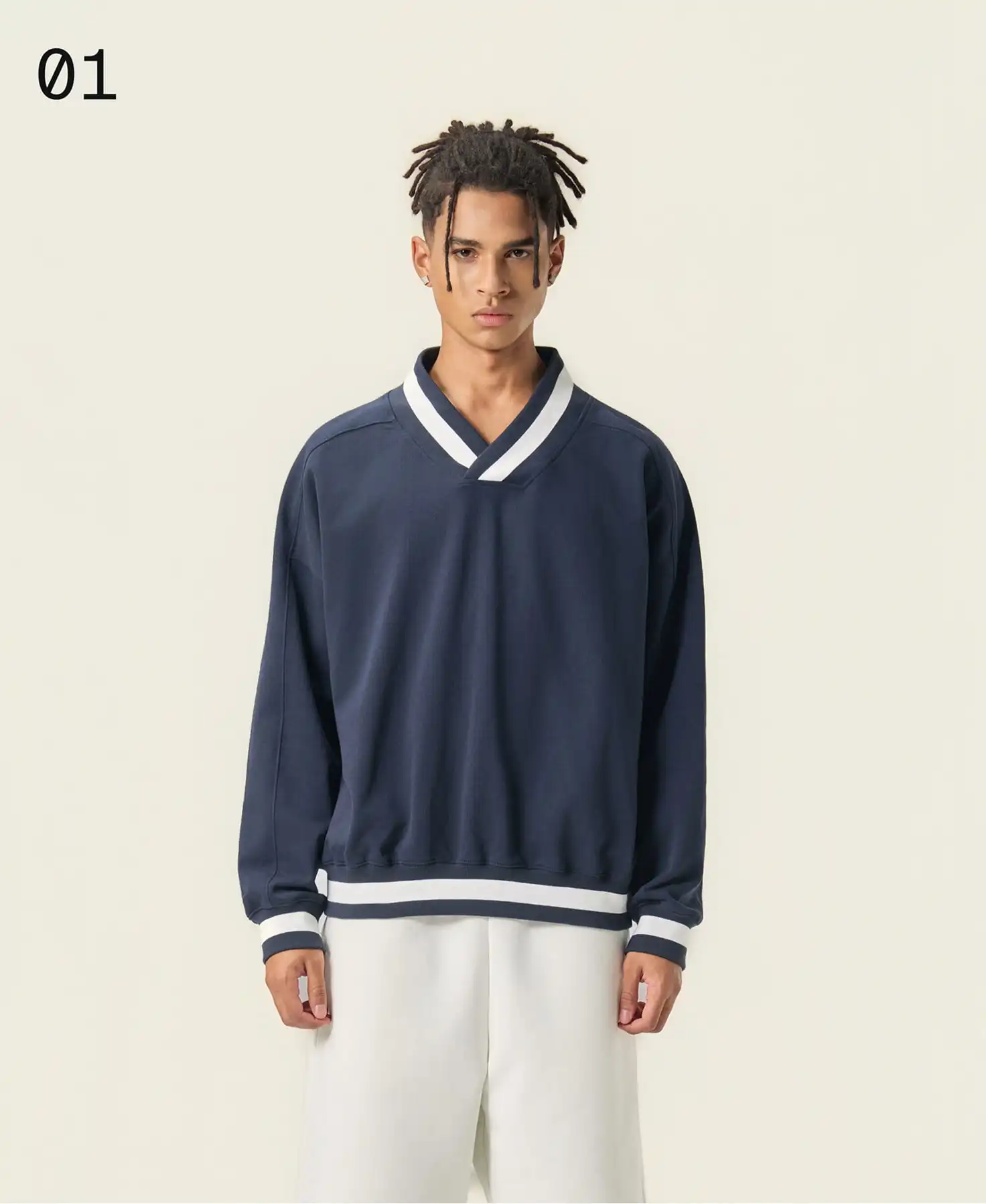 A man is wearing a custom casual sportswear with tapstitch 2