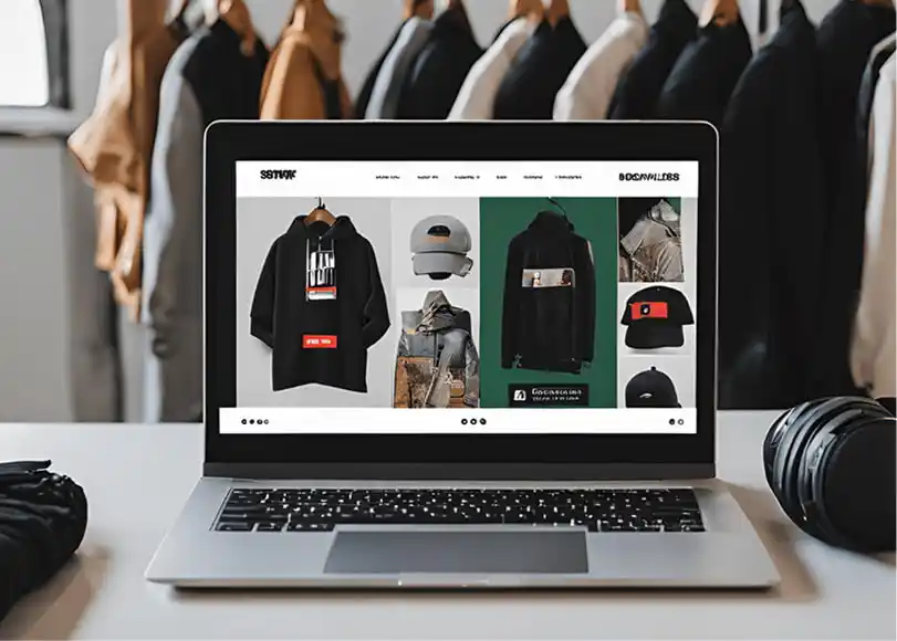 The laptop displays a guide on how to make money using Tapstitch on Shopify dropshipping.