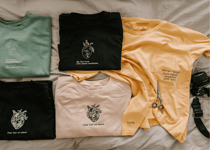 Design custom T-shirts available in various colors