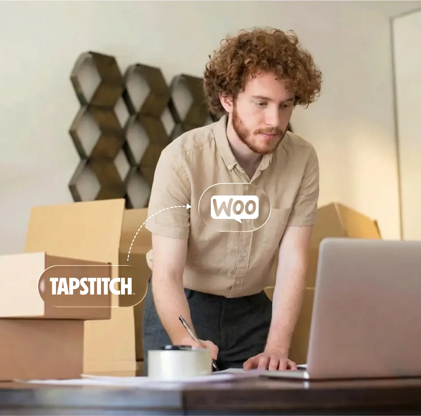 Man connecting Tapstitch with WooCommerce on his computer