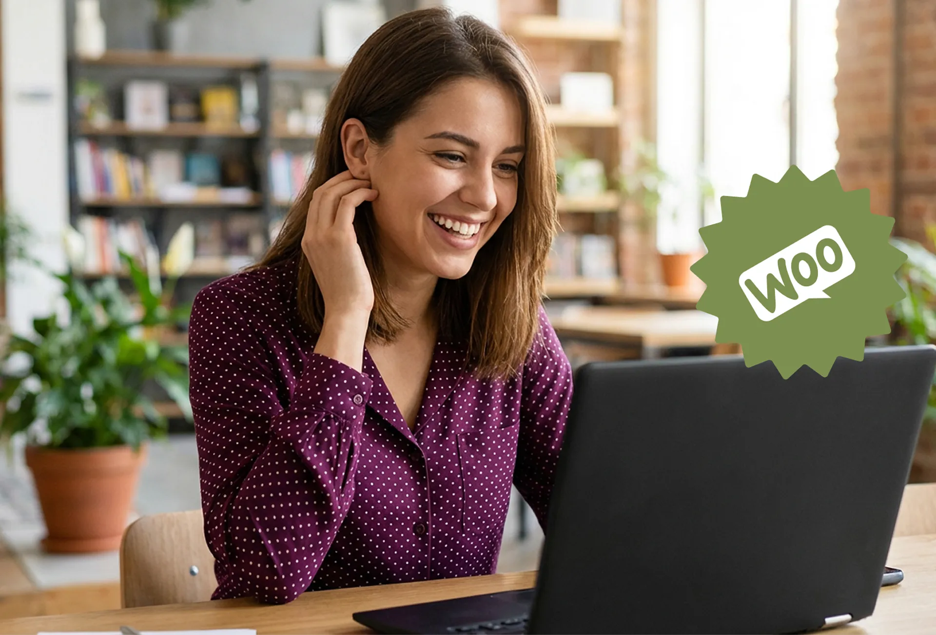 A woman using Tapstitch to sell custom clothing on WooCommerce